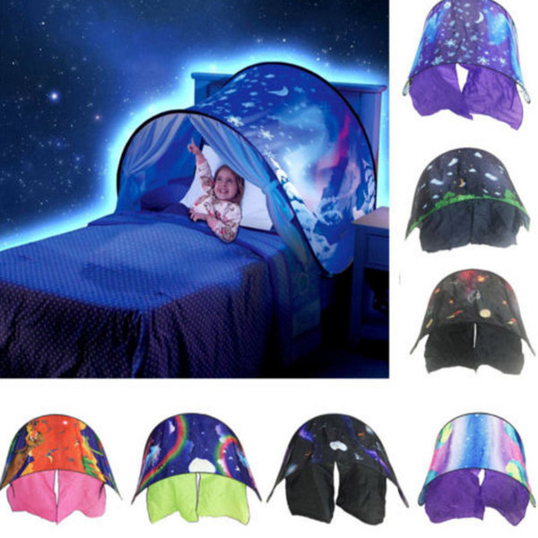 9 Styles 80*230cm Crib Netting Kids Dream Tents Folding Type Unicorn Moon White Clouds Cosmic Space Baby Mosquito Net Without Night Light