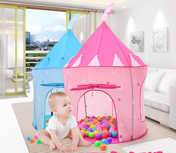 INS Girls Portable Palace Castle Prince and Princess Children Playing Toy Tent blue and pink 4colors choose free ship Indoor & Outdoor