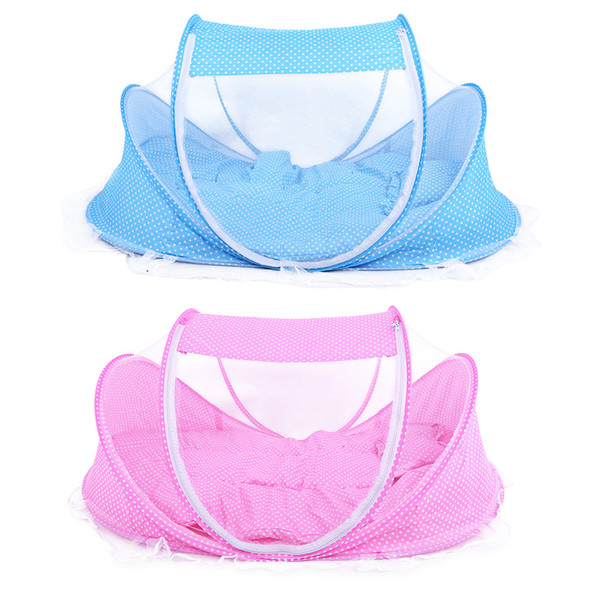 4pcs Portable Baby Crib Netting Sets With Mosquito Net Comfortable Baby Sealed Mosquito Net Mat Folding Baby Bed Infant Babybed