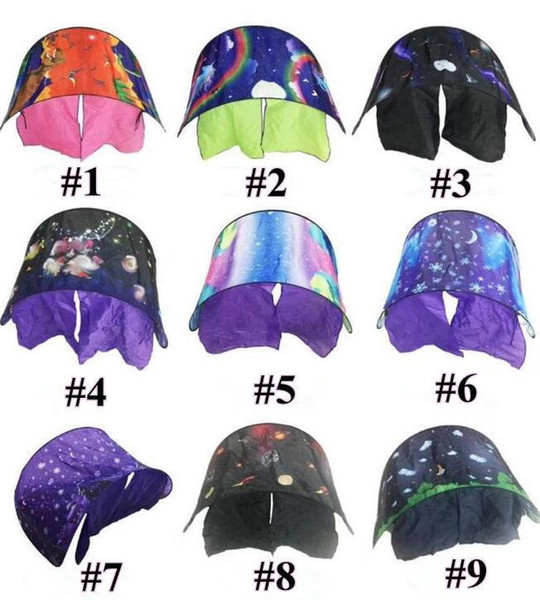 new 9 Styles 80*230cm Kids Dream Tents Folding Type Unicorn Moon White Clouds Cosmic Space Baby Mosquito Net Without Night Light