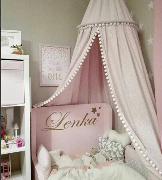 Cotton baby room decoration Balls Mosquito Net Kids bed curtain canopy Round Crib Netting tent photography props baldachin 240cm