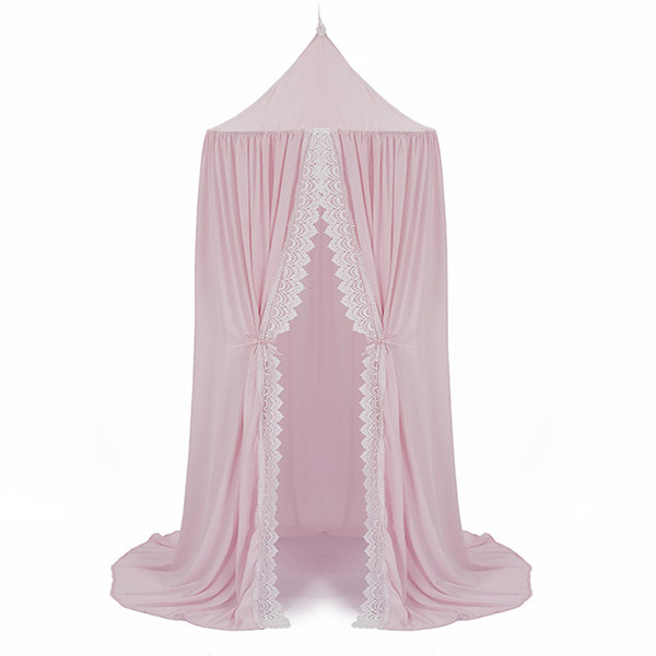 Summer Chiffon Bed Curtain White Lace Dome Canopy Mosquito Net Three Color Door Type Bracket Steel Wire Fabric Cozy Translucent Curtain