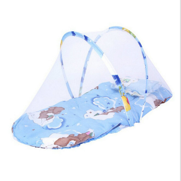 Promotion portable baby bed foldable baby crib with mosquito net spring summer bed with mattress pillow