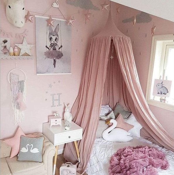 Vieeoease Baby Bed Canopy Bed Curtain Round Dome Hanging Mosquito Net Tent Curtain Moustiquaire Zanzariera Baby Playing Home Klamboe EE-130