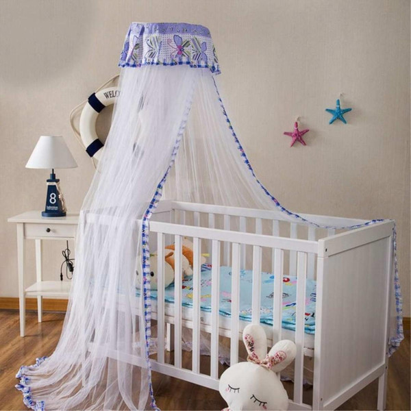 Polyester Kids Baby Bed Canopy Mosquito Net 2 Colors Tent Curtain Butterfly Children Nursery Bedding Room Dome Crib Netting