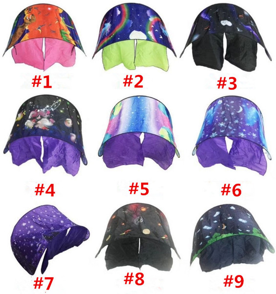 9 Styles 80*230cm Kids Dream Tents Folding Type Unicorn Moon White Clouds Cosmic Space Baby Mosquito Net Without Night Light