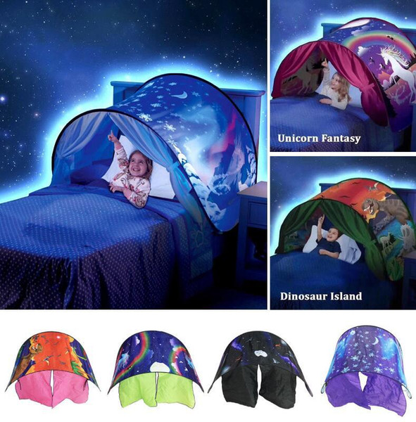 Kid Baby Dream Tent Fantasy Foldable Unicorn Moon White Clouds Cosmic Space Snow Tent Fancy Sleeping Prop Without Night Light