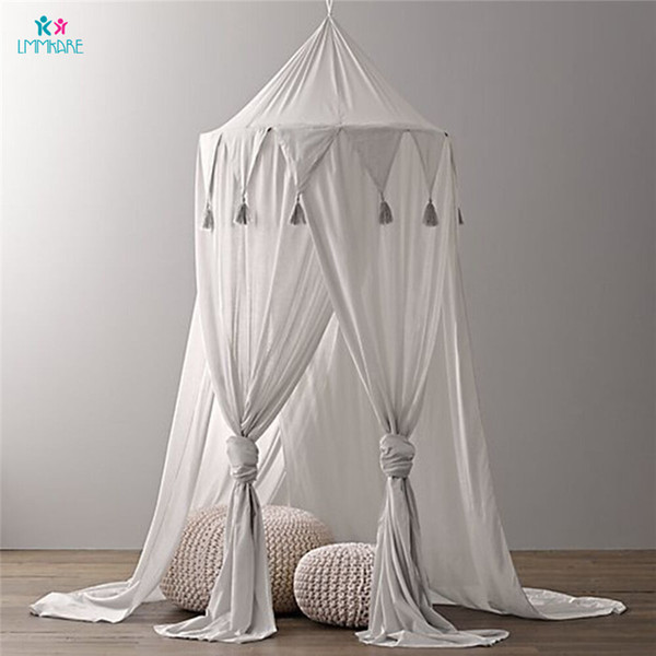 Cotton Baby Crib Netting Solid Chiffon Fringed Bed Curtain Kid's Triangular Flag Lace Tent Princess's room Baby Mosquito Nets