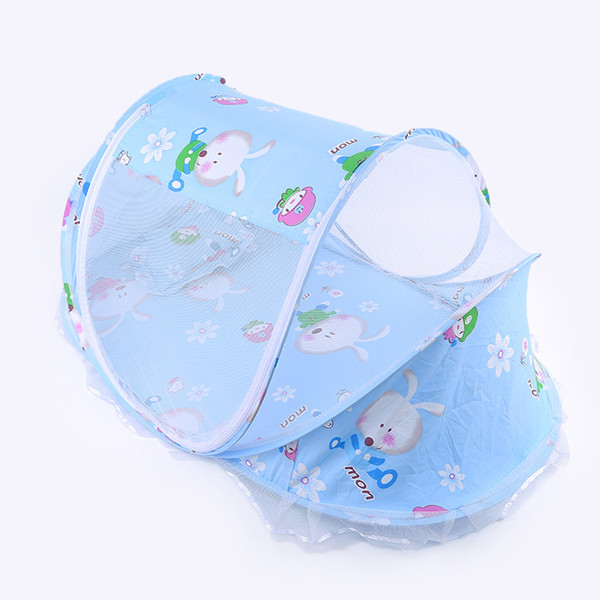 Wholesale- Baby mosquito net new baby folding type cotton pad mosquito net bed children cartoon mosquito net