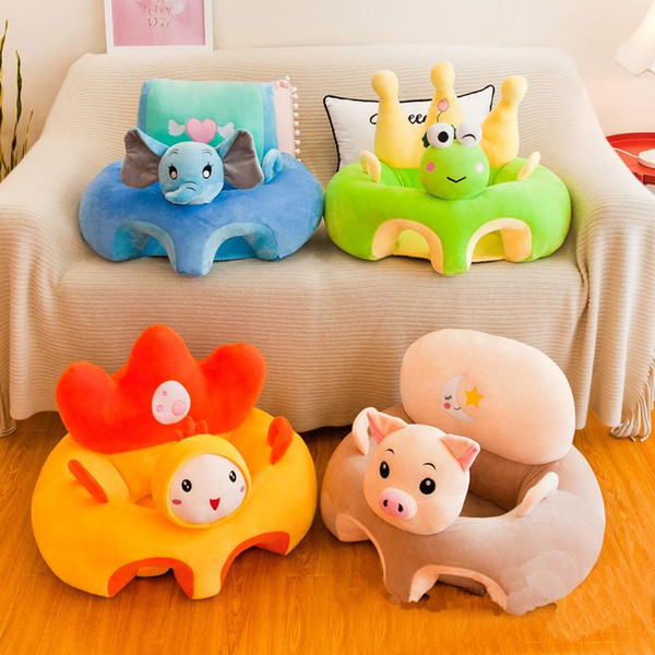 New Cute Cartoon Sofa Skin for Infant Baby Seat Sofa Cover Sit Learning Chair Washable Only Cover With Zipper Without PP Cotton2019