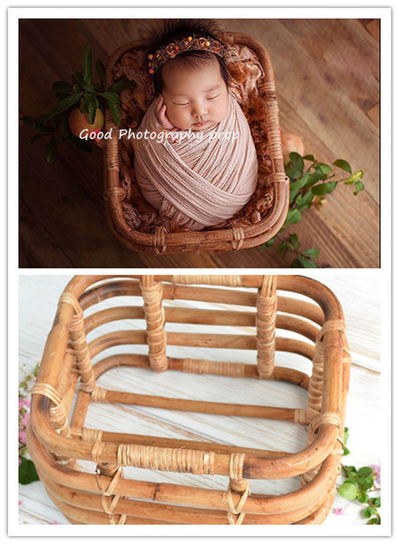 Newborn photography prop vintage woven rattan baby picture shot container frame shooting studio props