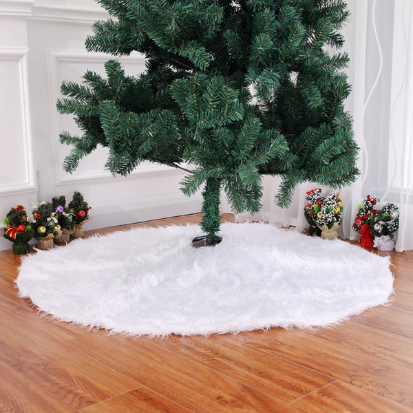 Creative White Plush Christmas Tree Skirts Fur Carpet Xmas Decoration New Year Home Outdoor Decor Event Party Tree Skirts JLE111