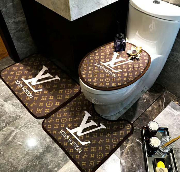 2019 home bathroom toilet seat set fashion bedroom door mat thick non-slip bathtub toilet seat three-piece