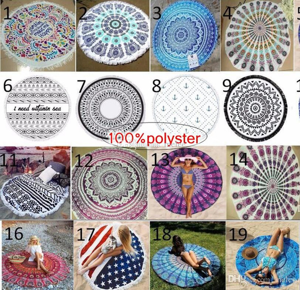 INS 40Designs Choose Free Round Donut Pizza Hamburger Towel Beach Cover Ups woman Beach Towel Chiffon Swimsuit Cover Up Yoga Mat Dim150cm