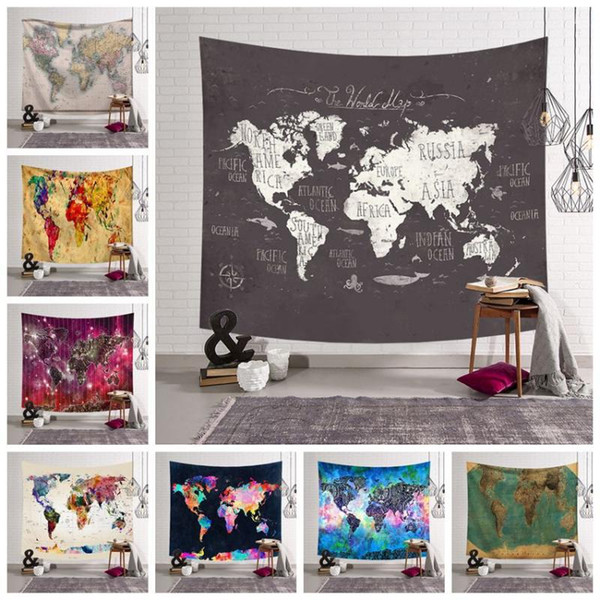 12 Styles World Map Printed Tapestry Wall Hanging Home Decor Beach Towel Yoga Mat Shawl Picnic Mats Home Decor 30pcs