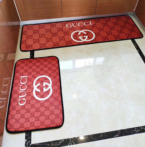 New Carpet 2 Piece set Letter Mat Mats Carpet Balcony Bedroom Kitchen Bathroom Non-slip Crystal Velvet Carpet Set