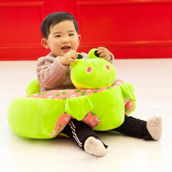 Cute Animal Short plush Baby Seats Sofa Toys Cartoon Animal Seat Kids Plush Toy Learning chair leather case Baby Sofa Toy