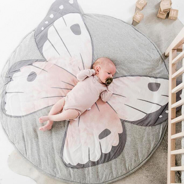 INS Baby cartoon blanket 90cm toddler kids butterfly lion printed game mats petals shape mats boreal for kids floor room decoration pad F759