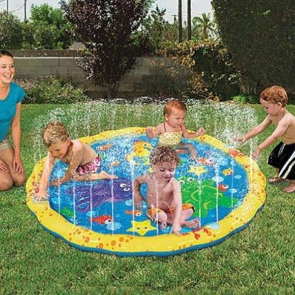 100cm Summer Children's Outdoor Play Water Games Beach Mat Lawn Inflatable Sprinkler Cushion Toys Cushion Gift Fun For Kids Baby CJ191220