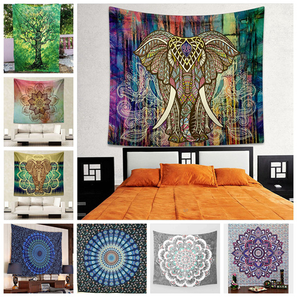 150*130CM Indian Bohemian Mandala Tapestry Wall Hanging Beach Picnic Throw Rug Blanket wall hanging Decor yoga kids mat LJJA3702