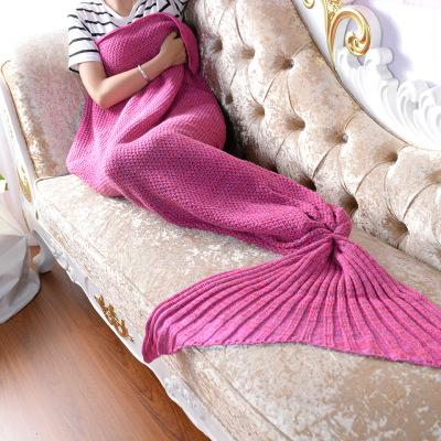 Handmade Mermaid Blanket Mermaid Tail Blanket Knitted Sleeping bag TV Sofa Kids Adult Baby crocheted bag Bedding Throws bag