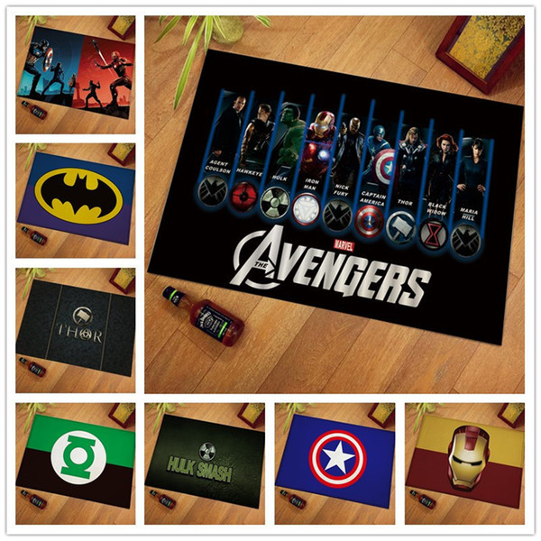 40*60cm The Avengers Floor Mats Living Room Bedroom Door Mats Kitchen Iron Man Spider-Man Non-slip Seat Cushion Home Child Mat 25 Styles