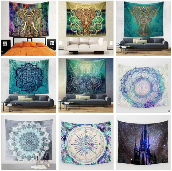 44 Styles 150*130cm Tapestries Bohemian Mandala Beach Tapestry Hippie Throw Yoga Mats Towel Elephant Polyester Beach Shawl CCA11491 20pcs