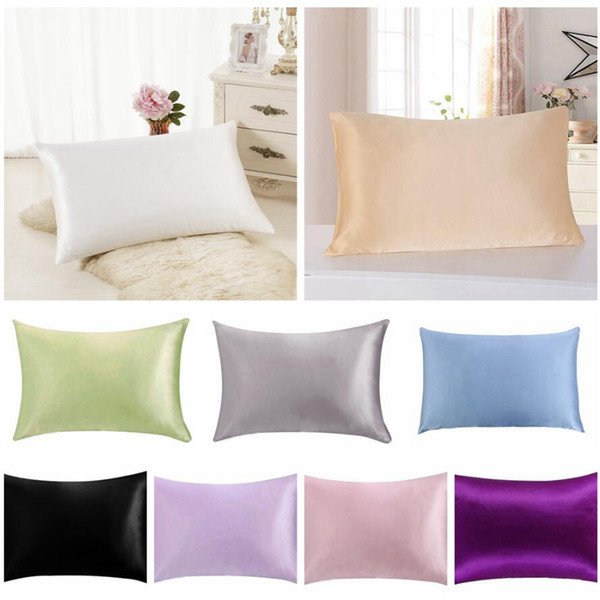 Luxury Solid mulberry Silk Pillow Cases 76*51CM Double Face Envelope Silk Pillowcase Charmeuse Silk Satin Pillow Cover LJJA3521-4