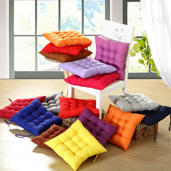 17 Colors Solid Cushion Mat Cotton Chair Seat Pads With Cord 41*41CM For Patio Home Car Sofa Office Tatami Decoration