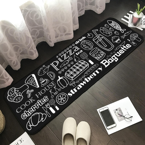 Fashion INS Stripe Multi-Function Mat Letter Carpet Bedroom Kitchen Bathroom Non-slip Crystal Suede with Smiley Carpet 50 * 155cm