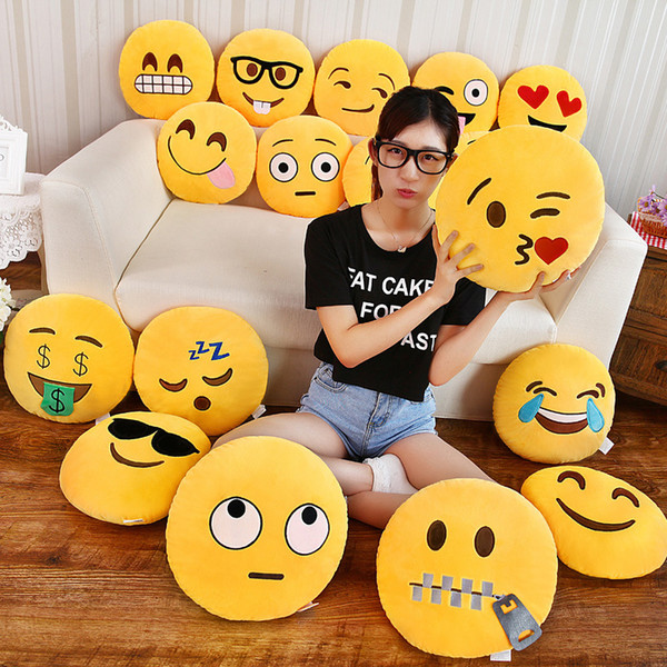 Funny Soft Emoji Plush Pillows Sofa Stuffed Plush Doll QQ Expression Toys 35cm Cartoon Cushion Pillow Gifts