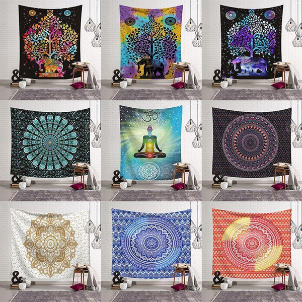 14 Styles Bohemian Mandala Tapestry Beach Towel Shawl Printed Yoga Mats Polyester Bath Towel Home Decoration Outdoor Pads 30pcs