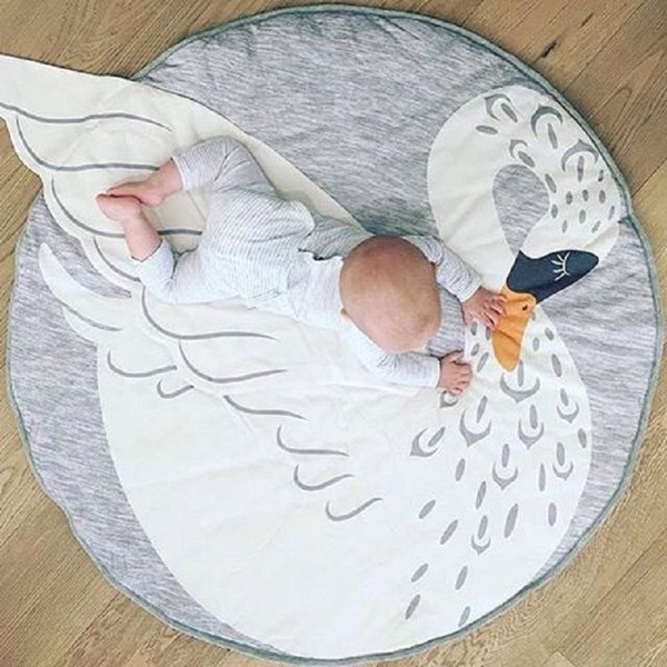 Swan blanket Baby Play Mat 2017 new Swan printed baby bedding Blanket Children's Room Decoration infant Crawling mat