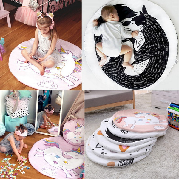 INS Baby Creeping Mats Fox Unicorn Play Game Mats Decorative Crawling Blanket Kids Room Padded Floor Carpet