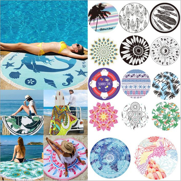 Mandala Tapestry Tassel Yoga Mats Beach Cover Ups Summer Print Picnic Rug Outdoors Swimming Shower Towel Sunscreen Shawl Bikini Wraps B3950