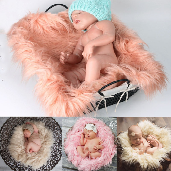 Fur Baby Receiving Blankets 50*60CM Newborn Photography Prop Rug Girls Swaddling Towel Infant Sleeping Cushion Room Carpet Soft