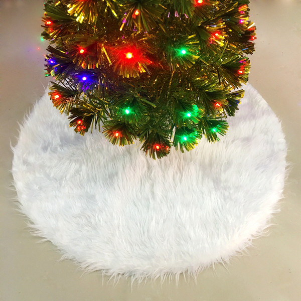 White Plush Christmas Tree Skirts Fur Carpet Merry Christmas Decoration for Home Noel Natal Tree Skirts New Year Decoration LE111