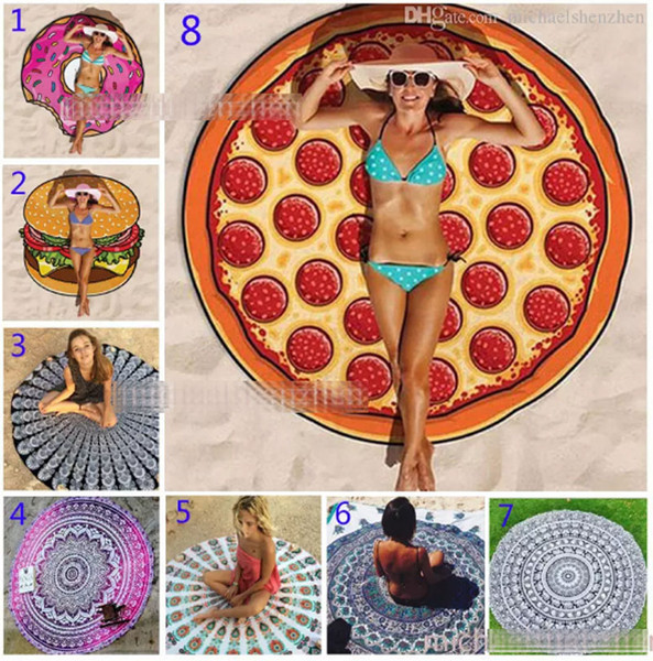 Round Beach Towel Bohemian Style 23 Design 150CM Chiffon Fabric Beach Towels Round Printed Serviette Covers for Summer Yoga Beach mat XT