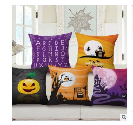 Pillow Case Halloween Cotton Linen Pumpkin Trick Or Treat Throw Pillow Cover Car Sofa Cushion Cover Home Party Decorative Pillowcase