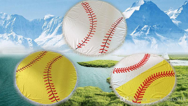 diameter 150cm Baseball Softball Tapestry Beach Towel Round blanket with Tassel Beach Throw round Sports Yoga Mat to651