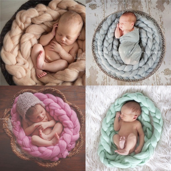 Baby Woven Blankets Manual Twist braid Newborn Blanket Solid Color Infant Mats Carpet Props Stuffing Factory Free DHL 219