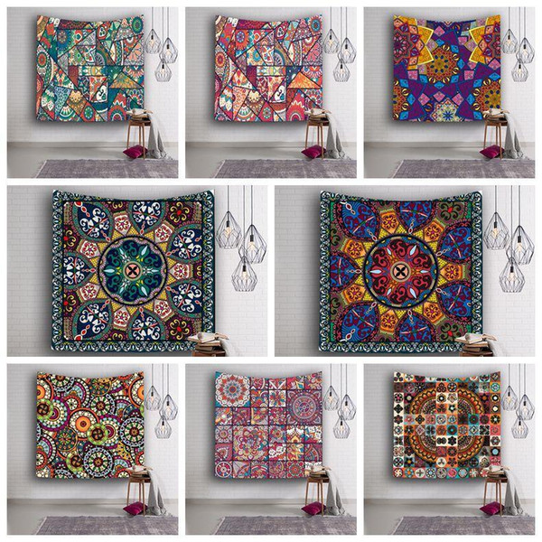 9 Styles 153*130cm Polyester Tapestry Flower Print Yoga Mat Picnic Blanket Printing Tapestry Hanging Wall Tapestry Home Decor 30pcs