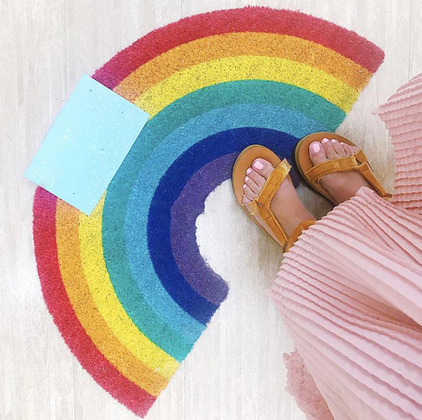 Rainbow lemon carpet Small fresh Household mat Photography Props Fruit series Photo Props 41*75cm blanket 2 colors rug