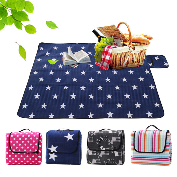 3 size Foldable Outdoor Camping Mat Picnic Pad Baby Climb Plaid star stripe Dot print Blanket Waterproof Moistureproof Beach Mat C4249