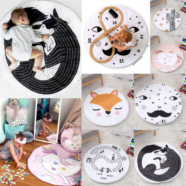 INS Baby Creeping Mats Fox Unicorn Play Game Mats Children Climbing Mat Decorative Crawling Blanket Kids Room Padded Floor Carpet