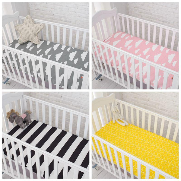 2018 Cotton Baby Fitted Sheet Cartoon Crib Mattress Protector sheet for crib size(130*70/120*60/120*65cm)