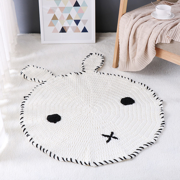 Hand Knitted Animal Mats Cute Cartoon Fox Bear Rabbit Baby Kids Children Mats Knitted Wool Blankets Soft Mats INS Nordic Style Wholesale 685