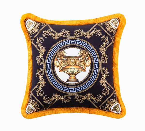 50cm Brand Medusa Baroque Decorative Pillows Covers Luxury Baroque Velvet Pillows Thicken Tassel Cushion Cases Creative Home Hotel Cojines