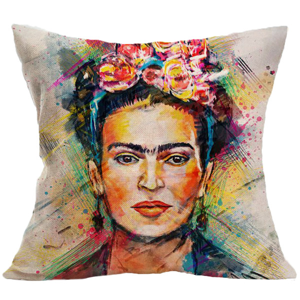 Oil Painting Women Flower Pillow Cover Home Linen Cotton Cushion Cover 45*45cm Decoratives Cushions for Sofa Seater Covers Car Pillow Case