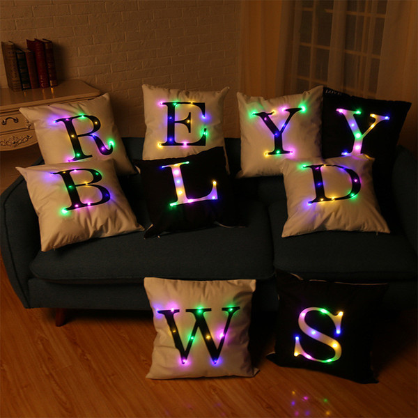 40*40cm LED Pillow Case Cushion Covers Big Letters Boster Case Flashing Colors Luminous Sofa pillows lip Throw Pillowcase Covers Xmas Decors